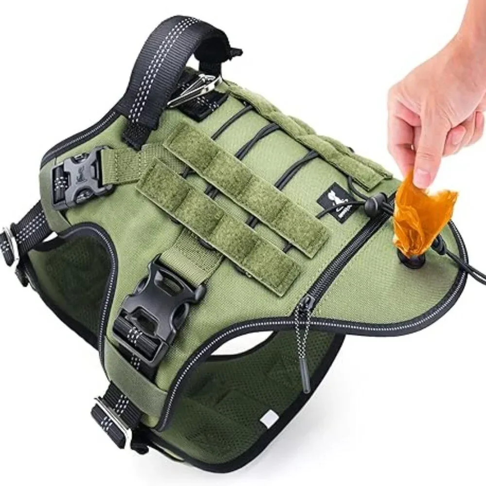 No Pull Dog Harness Heavy Duty Dog Harness with Handle and Poop Bag Hol…